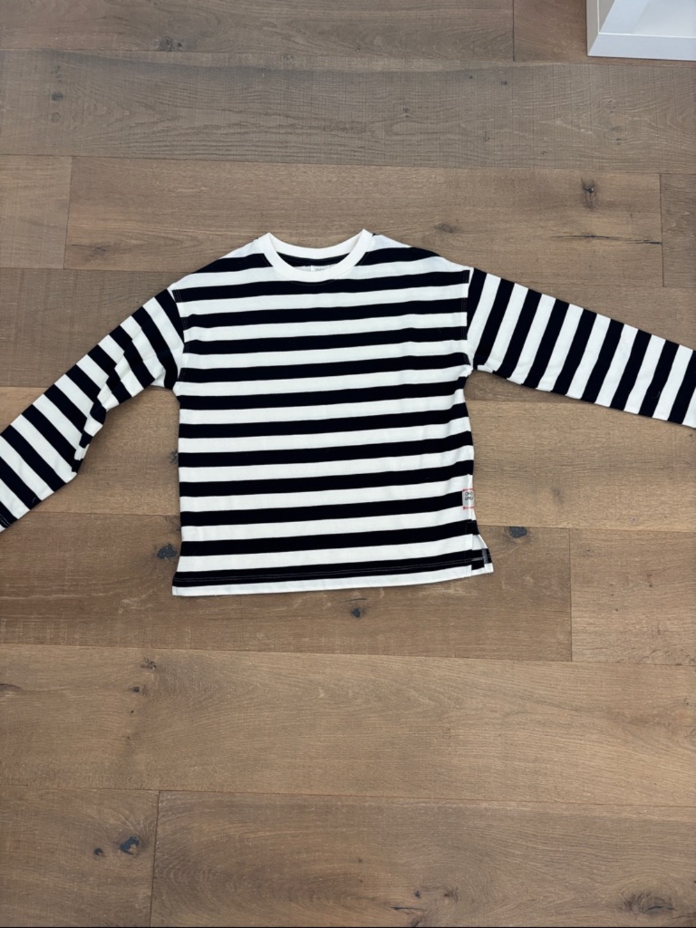 Zara Black and White Striped Long-Sleeve Tee